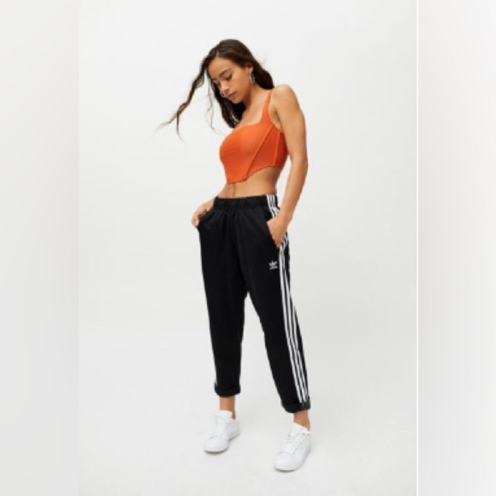 adidas Black Track Pants with White Stripes